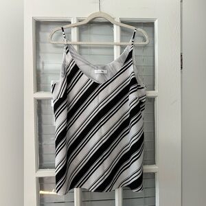 Label Be Women’s 12 Black White Stripe Sleeveless Pullover Blouse | SKU 0860